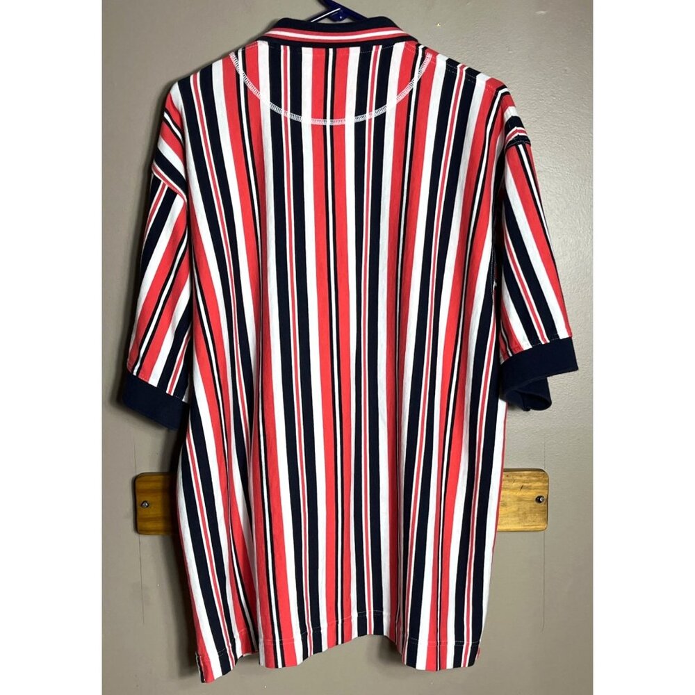 Cutter & Buck Golf Shirt Polo Cotton Summer Classic Tomato Red Striped Mens XLT - Picture 3 of 10